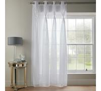 Alan Symonds Diana Dolly Diamante Ring Top Curtain Panel White 57x72" (145x183cm)
