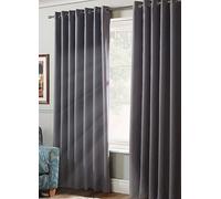 Alan Symonds Plain 95% Blackout Ring Top Curtains 229x183cm Silver
