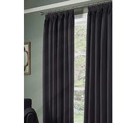 Alan Symonds Essential Charcoal Plain Pencil Pleat Taped Top Curtains 228 x 228cm - Size: W 228 x D 228cm - Wilko