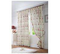Alan Symonds Exeter Lined Organza Voile Embroidered Taped Top Curtains (Red, 55" x 54" (140x137cm))