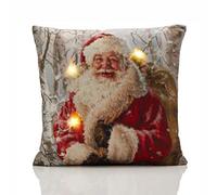 Alan Symonds Father Christmas LED Cushion Cover Case Home Xmas Light Up Santa Claus Winter New