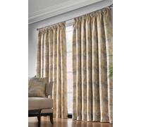 Alan Symonds Fiji Ochre Pencil Pleat Taped Top Curtains Pair Fully Lined Floral 90”x108”
