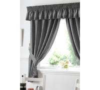 Alan Symonds Gingham Black Checkered Taped Curtains With Tie Backs - Black - 46 x 48"