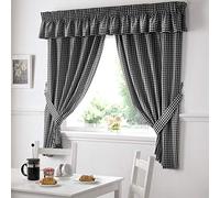 Alan Symonds Gingham Kitchen Curtains Black 46 x 54, 46'' x 54''