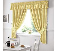 Luxury Living Gingham Yellow 46" x 54" Curtains, Yellow