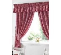 Alan Symonds Gingham Red Checkered Taped Curtains With Tie Backs - Red - 46 x 42"