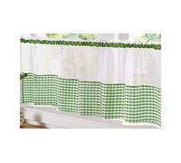 Alan Symonds Gingham Slot Top Voile Cafe Curtain Panel (59" x 18", Green)