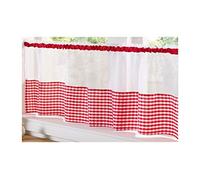 Alan Symonds Gingham Slot Top Voile Cafe Curtain Panel (59" x 18", Red)