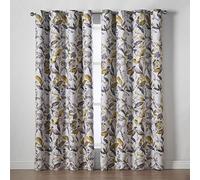 Alan Symonds Giverny 66" x 72" Ochre Printed Room Darkening Eyelet Ring Top Curtains