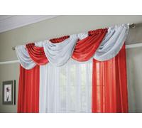 Alan Symonds Sheer Rod Pocket Slot Top Plain Voile Swag with Glitter Trim Red 22" x 18" (56x46cm)