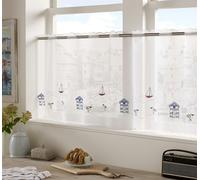 Alan Symonds Kitchen Seaside Eyelet Top Voile Café Panel Net Curtain Panel - Multi - 18"
