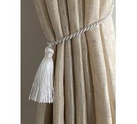 Alan Symonds Laura Rope Embrace With Soft Tassel Finish Single Curtain Tie Back, Curtain Hold. Cream. Latte. Silver. White. (White)