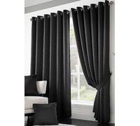 Alan Symonds Madison Lined Pair of Eyelet Curtains Black