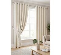 Alan Symonds Madison Ring Top Eyelet Lined Curtains 168x137cm Cream