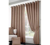 Alan Symonds Madison Ring Top Eyelet Lined Curtains 229x274cm Beige