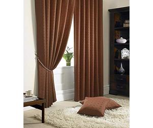 Alan Symonds Madison Pencil Pleat Taped Top Lined Curtains - Burnt Orange (66" x 54")