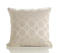 Alan Symonds Oh Cushion Cover, Contemporary Circle Design on Chenille Fabric, Machine Washable, 100% Polyester - 18" Cream