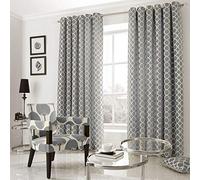 Alan Symonds Oh Chenille Ring Top Eyelet Lined Curtains - Silver (90" x 90")