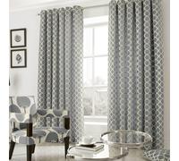 Alan Symonds Oh' Circles Eyelet Curtains Silver - Silver - 66 x 54"