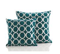 Alan Symonds Oh Cushion Cover, Contemporary Circle Design on Chenille Fabric, Machine Washable, 100% Polyester - 18" Teal