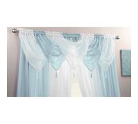 Alan Symonds Plain Voile Curtain Swag Panel Duck Egg Tasseled