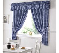 Alan Symonds Ready Made Curtains Alan Symonds Gingham Kitchen Curtains Blue Pelmet 136 x 10 Inches, Fabric