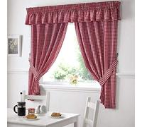 Alan Symonds Ready Made Curtains Alan Symonds Gingham Kitchen Curtains Red Pelmet 136 x 10 Inches, Fabric, 10 l h centimeters, 12399344