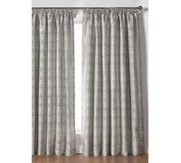 Alan Symonds Reflections Jacquard Lined Pair of Pencil Pleat Curtains Silver