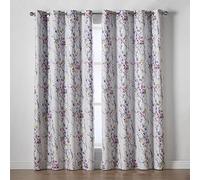 Alan Symonds Sakura 90" x 90" Printed Room Darkening Eyelet Ring Top Curtains