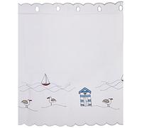Seaside 24" Café Panel Kitchen Window Curtain Embroidered Voile
