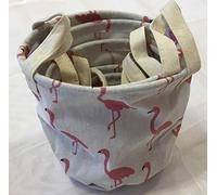 Alan Symonds Set of 5 Linen Tidy Storage Baskets with carry handles (FLAMINGO)