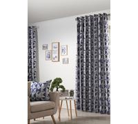 Alan Symonds Skandi Geometric Jacquard Fully Lined Eyelet Curtains in Navy | Size: 229 cm width x 274 cm drop Alan Symonds Navy 229 cm width x 274 cm drop
