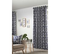 Essential Living Zandi 90" X 72" Navy Ring Top Curtains, Blue