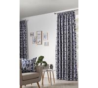 Essential Living Scandi Pencil Pleat Taped Top Curtains Navy 117cm x 228cm, Blue