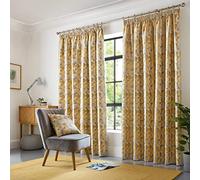 Essential Living Scandi Pencil Pleat Taped Top Curtains Ochre 228cm x 274cm, Yellow