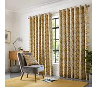 Skandi Geometric Jacquard Fully Lined Eyelet Curtains Alan Symonds Yellow 168cm width x 229cm drop