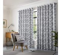 Alan Symonds Skandi Lined Ring/Eyelet Top Curtains (Silver, 46" x 54" (117x137cm))