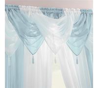Alan Symonds Tassled Voile Swag Panel in Duck Egg Blue | Size: 76 cm width x 43 cm drop Alan Symonds Duck Egg Blue 76 cm width x 43 cm drop