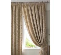 Luxury Living Tivoli Pencil Pleat Taped Top Curtains Latte