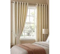 Alan Symonds Tivoli Jacquard Lined Pair of Ring Top Eyelet Curtains Cream