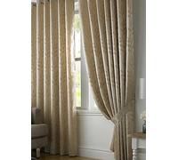 Alan Symonds Tivoli Lined Ring Top Curtains - Pair 168x137cm Beige