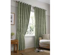 Alan Symonds Tivoli Lined Ring Top Curtains - Pair 229x274cm Green