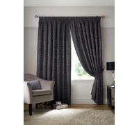 Alan Symonds Tivoli Leaf Lined Pencil Pleat Curtains in Charcoal | Size: 229 cm width x 229 cm drop Alan Symonds Charcoal 229 cm width x 229 cm drop