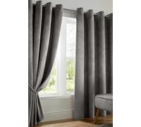 Alan Symonds Blackout Curtains Eyelet Ring Top, Polyester Velvet, Silver 46" X 54"