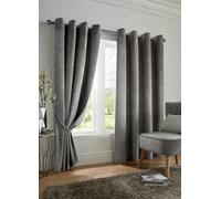 Alan Symonds Velvet Blackout Ring Top Curtains Silver