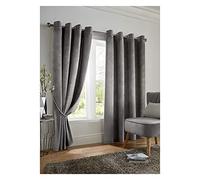 Alan Symonds Velvet Blackout Eyelet Curtains - Silver - 90 x 90"