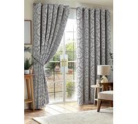 Alan Symonds Victoria Pair of Blackout Eyelet Curtains Silver