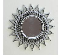 Alan Symonds Wall Mounted Plastic Surround Mirror Bathroom Silver White Vintage Scroll Swirl Sundial Groove 24cm (Silver Sundial)