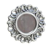 Alan Symonds Wall Mounted Plastic Surround Mirror Bathroom Silver White Vintage Scroll Swirl Sundial Groove 24cm (Silver Scroll)