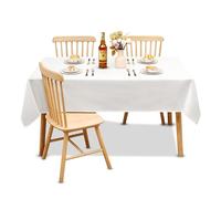 Alan Symonds White Tablecloth | 60x102 Inch (152cm x 260cm) Large White Weave Pattern Rectangle Table Cloth for Birthdays, Weddings, Banquets & Parties | Polyester | Machine Washable